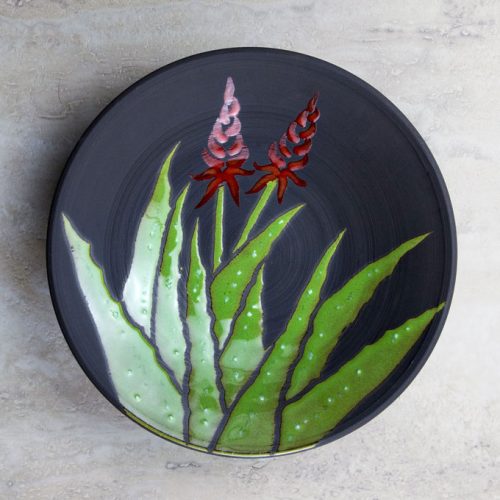 Blooming Aloe Bowl Black Stoneware SM
