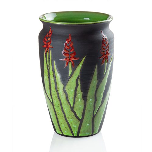 Blooming Aloe Vase 12 Inch Black