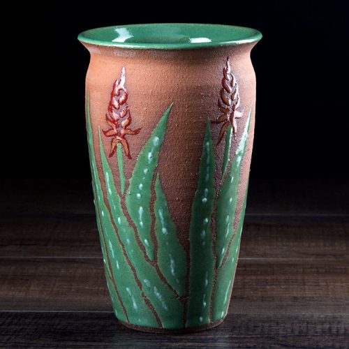 Blooming Aloe Vase Red Stoneware SM