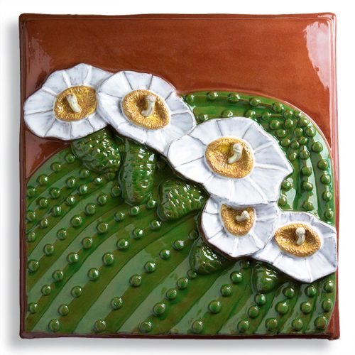 Blooming Saguaro Tile Large Terracotta