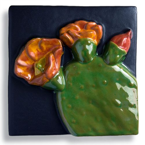 Blooming Prickly Pear Tile Medium Black